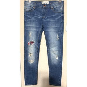 White Crow Jeans Womens 26 Patchwork distressed boho flannel lined grunge